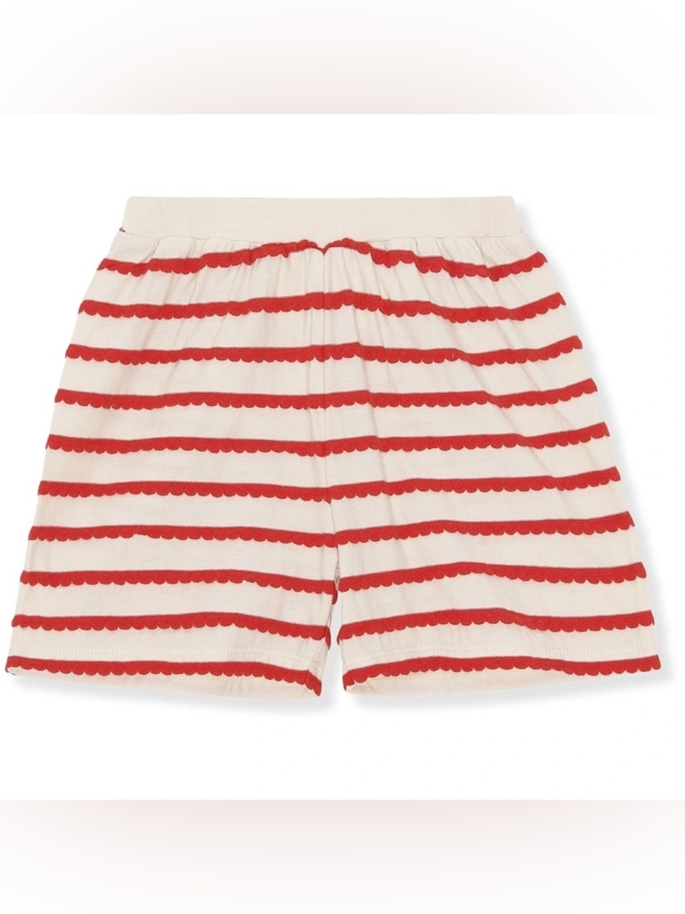 Kids Cream & Red Striped Knit Shorts